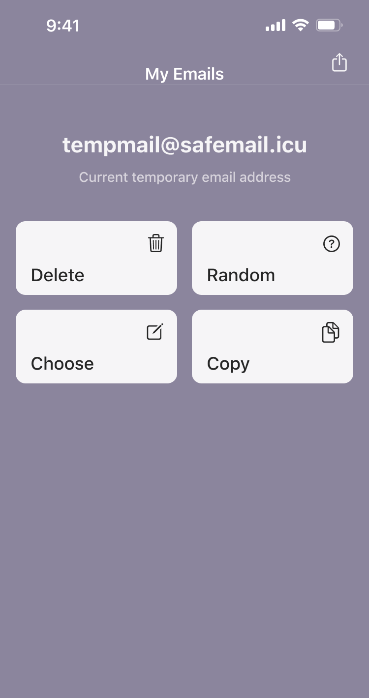 Temp Mail iOS App Screenshot
